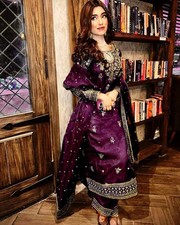 Designer Faux Georgette Salwar Kameez Indian Party Wedding Bollywood Suit Dupatt