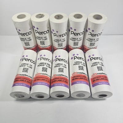 Perco 1 Line White Labels for Perco Label Gun - LOT  OF  10 - 8000 labels/sleeve