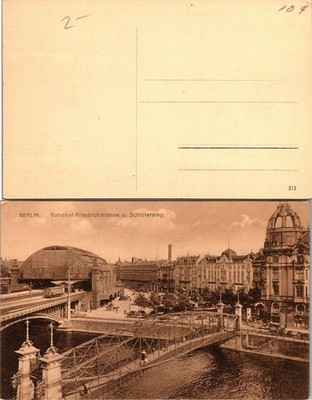 Berlin Bahnhof Friedrichstrasse u Schlutersteg Vintage Postcard Sepia Unposted
