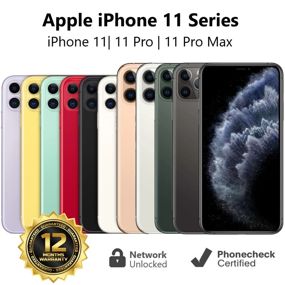Apple iPhone 11 | 11 Pro | 11 Pro Max Unlocked AT&T Verizon T-Mobile - Very Good