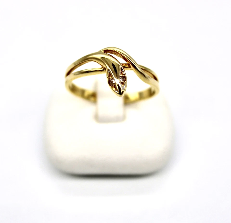 750 Schlangenring Gelbgold Ring Brillant 0,02 ct. H/ SI Damenring RW 49