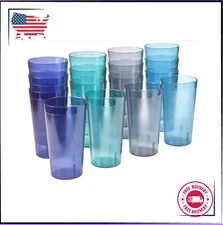 Plastic Tumblers 20oz, Set of 16, Stackable BPA-Free Water Cups, Color Mix