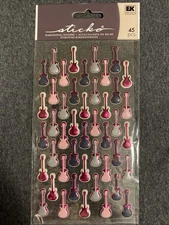 Puffy GUITARS EK Success Sticker Sheet Scrapbook Planner Craft Stickers