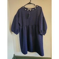 NEW Simply Southern Quilted Pearl Rhinestone Babydoll Dress Small 3/4  sleeve