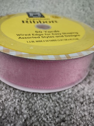 Member's Mark Wired Ribbon 50 Yards 1-1/2 in Width, Pink And Pink Butterfly - Picture 3 of 7