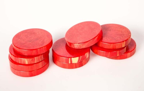 CATALIN RED Marbleized Backgammon 30.70mm x 5.60mm by Bakelite Vintage - Picture 2 of 7