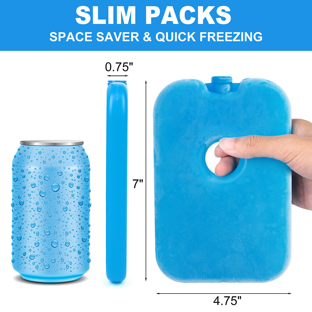 6 Packs Reusable LongLasting Slim Ice Packs Coolers For Lunch Box Bag