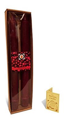 100 Percent  Pure Beeswax 10'' Colonial Taper Candle Pair, Cranberry Scent 
