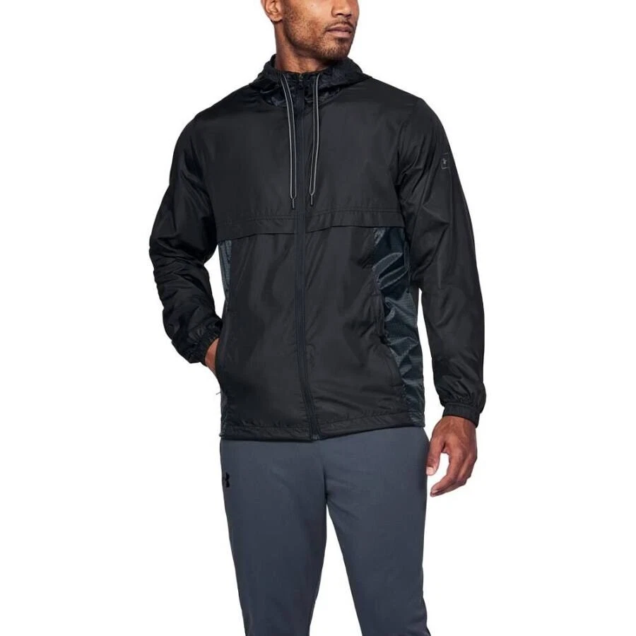 UNDER ARMOUR Training Windbreaker Jacket Men’s Size XL Hood Black [1306482-001]