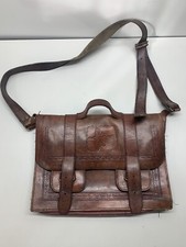 Vintage Brown Leather Messenger Bag Satchel Bird Design VTG