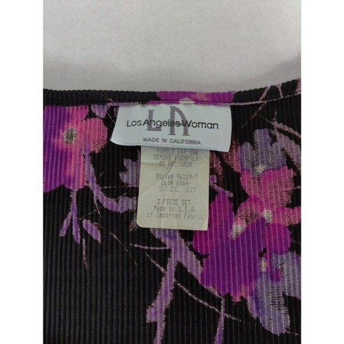 Camiseta sin mangas tejida acordeón negra y púrpura vintage de Los Angels para mujer talla 18 - Imagen 5 de 11