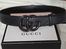 Authentic Black Leather Gucci GG Marmont Belt Size 110cm 38/40