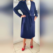 Lost Ink Uk - Navy Blue Woolen Coat. Us Size 6. Uk Size 10