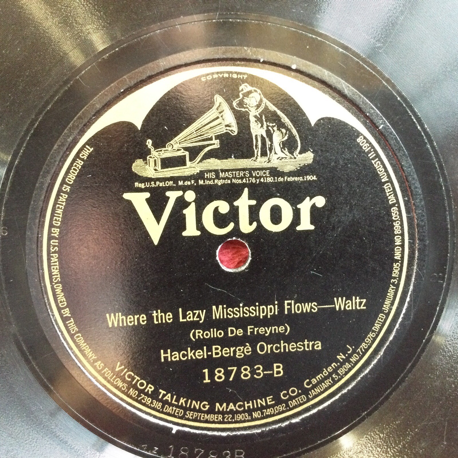 VICTOR Batwing 18783 VG+  (1921) Hackle Berge, In My Tippy Canoe, Where The Miss