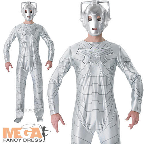 Cyberman Adult Doctor Who Fancy Dress BBC Sci Fi Robot Mens Costume Outfit New