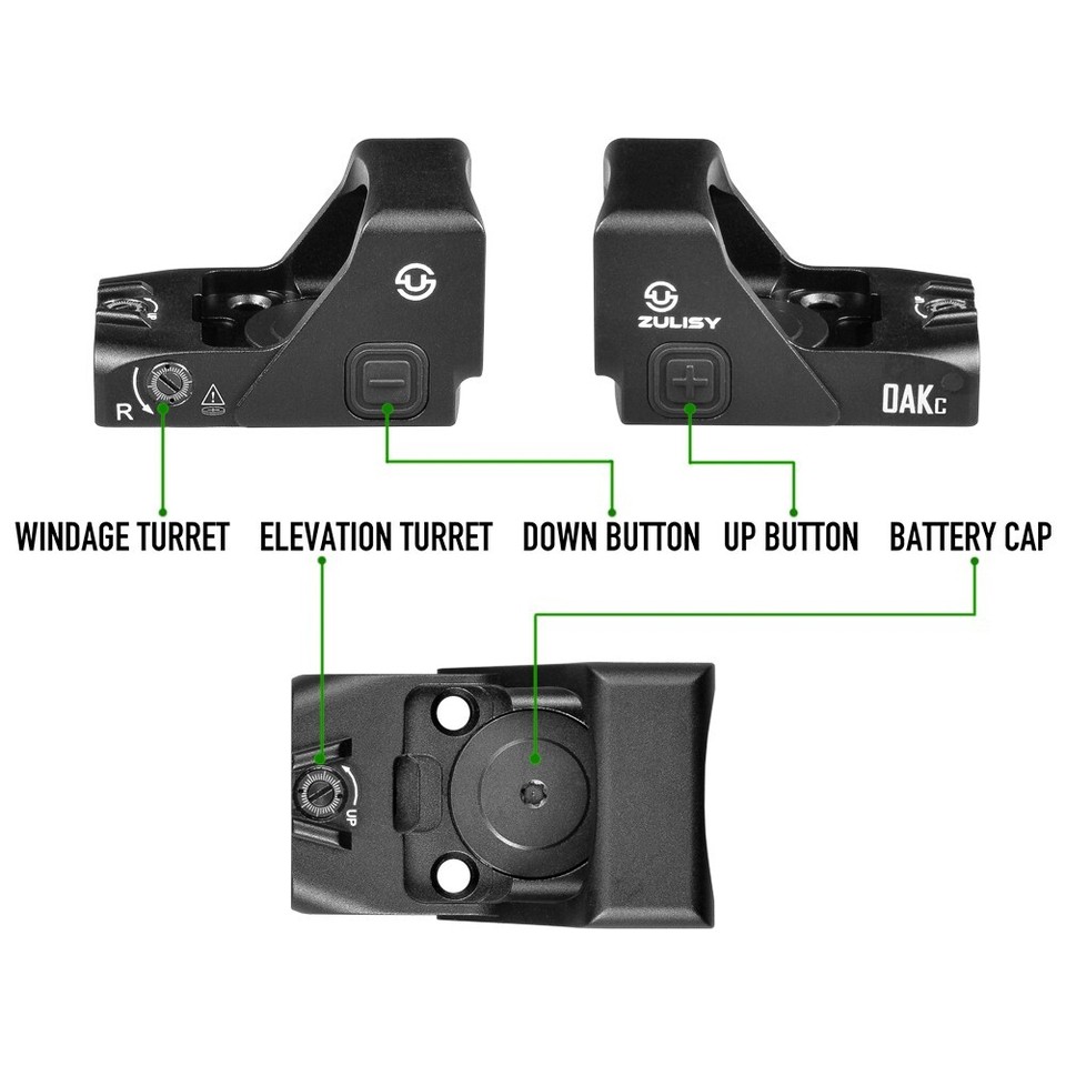 3 MOA Dot & 56 MOA Circle Reticle Green Sight for RMR Cut PSA Dagger ...