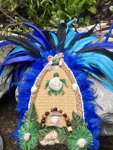 NEW 5/2024 Handmade Feathered Tahitian Dance Head Piece. Beautiful Black&blues - Picture 2 of 8