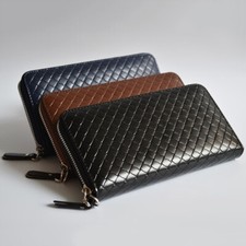 Men's Leather Wallet ID Card Holder Checkbook Long Clutch Zipper Purse Xmas Gift