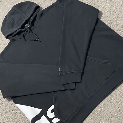 Adidas Hoodie Mens M Black Big Logo Spellout Long Sleeve Sweatshirt