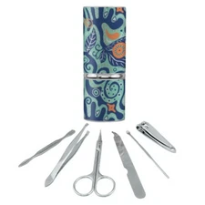 Vines and Leaves Blue Pattern Manicure Pedicure Grooming Beauty Care Travel Kit