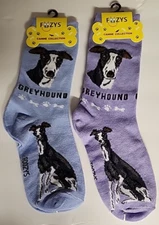 FOOZYS CANINE GREYHOUND DOG PUPPY SOCKS DRESS CASUAL UNISEX SOX PET 2 PAIR NEW