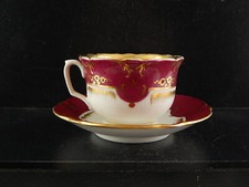 ANTICA RARA TAZZA PIATTINO PORCELLANA PARIGI PRIMO 800 BIANCO PORPORA ORO #7213
