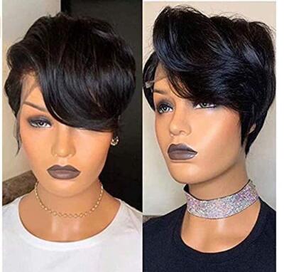 Short Bob Pixie Cut Wig L part Lace Front Curly Human Hair Wigs for Black Women