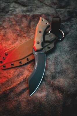 TOPS Tundra Fixed Knife 5.75'' 1095HC Steel Blade Green Canvas Micarta Handle
