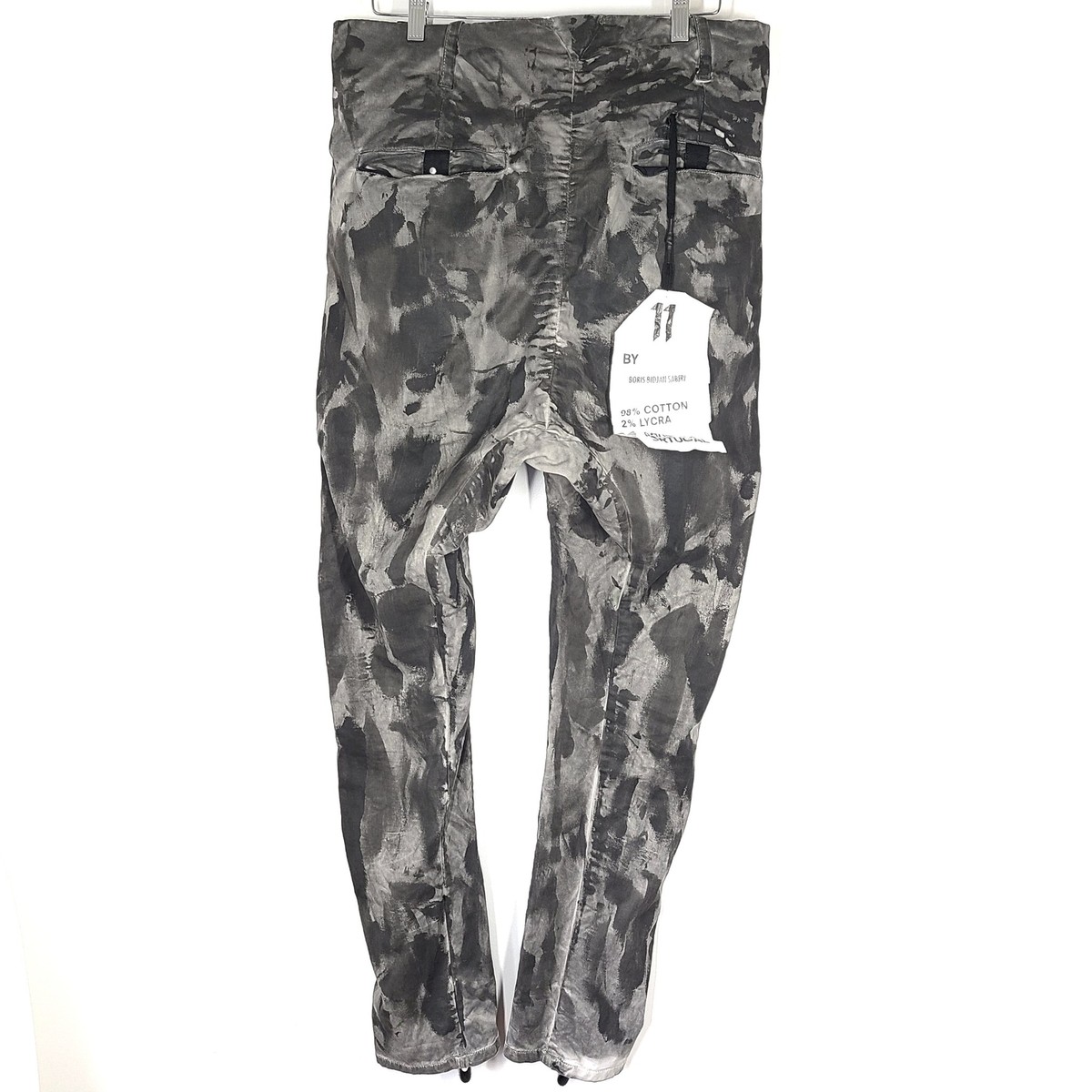 Boris Bidjan Saberi BBS 11 Drop Crotch Tapered Jeans Black Camo Sz  