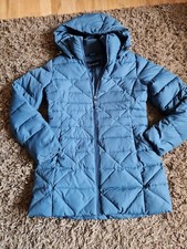Lands’ End Down Puffer Padded Jacket Coat Blue Turquoise Size 8 Xs Hooded Vgc