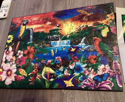 Restposten x 4 Puzzle 4mm Holz verschiedene Tiere Vögel Fische etc 145-240 Teile