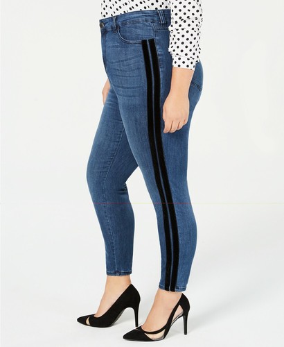 Celebrity Pink Womens Jeans Blue Size 16W Plus Stripe Skinny Stretch - Picture 2 of 4