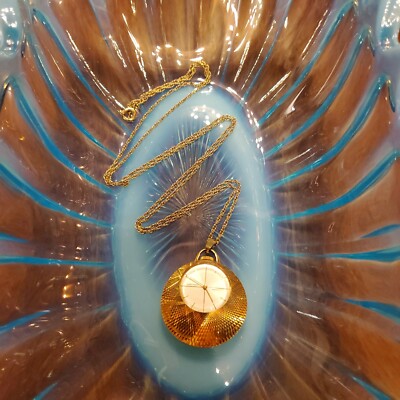 Vintage gold tone blue mechanical winding pendant watch Chaika Watch Ladies Watch Pendant Watch Womans Watch Soviet  main image 3