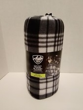 Auto Drive 12-Volt Heated Travel Blanket 57X39" Black/White 2 Settings