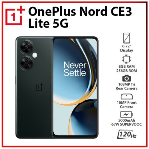 OnePlus Nord CE 3 Lite 5G SZARY 8GB + 256GB Dual SIM Odblokowany telefon komórkowy z systemem Android - Zdjęcie 1 z 6