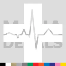 Red Cross Lifeline Vinyl Die Cut Decal Sticker - Health Heart EKG EMS Medical