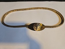 70s Lion Head Stretch Belt Gold Tone Skinny Vintage 25"