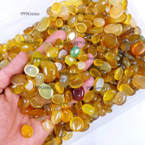 Lote de 50 piezas de piedras preciosas cabujón pérdida ónix amarillo natural al por mayor 10-20 mm - Imagen 5 de 13