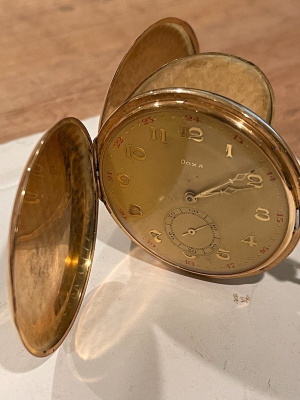 doxa geneve 14k pocket watch 3 backs 50mm circa 1925 16 jewel