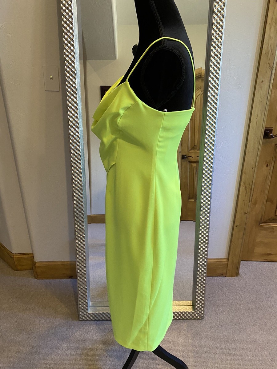 Cushnie Et Ochs NWT Lime Green Neon Cowl Neck Knee Length Slip Dress US 6 |  eBay