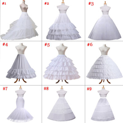 Women's Wedding Crinoline Slip Gown Underskirt White Bridal Petticoat Hoop Skirt