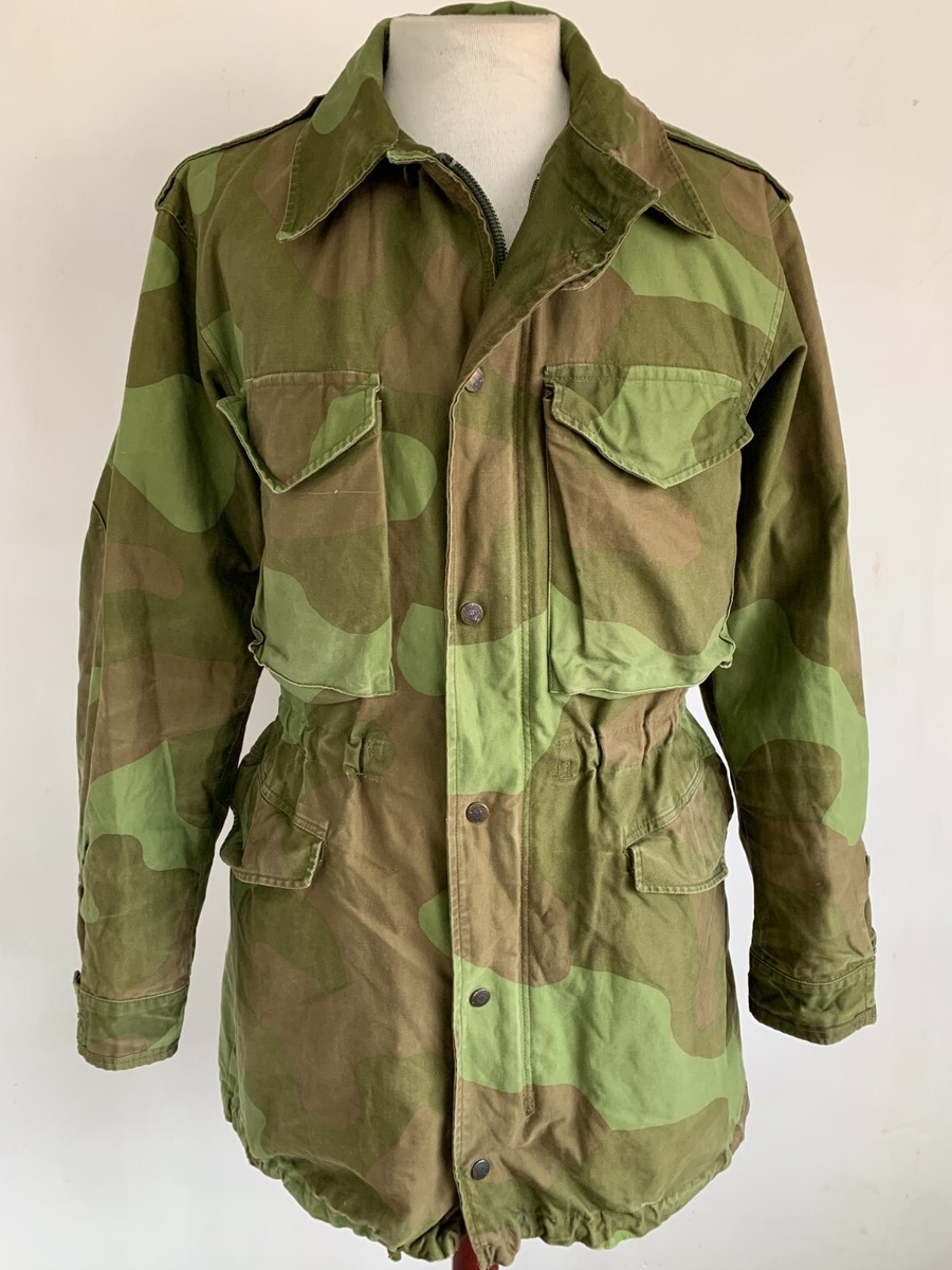 VTG Old Norwegian M75 Combat Field Camo Jacket Coat M-L Army