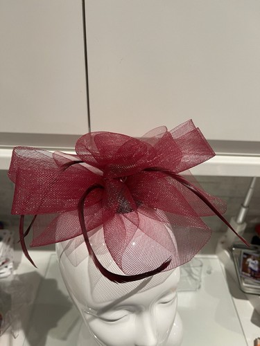 Debenhams Magenta Sinamay Swirls Rose Floral Feathers Wedding Hair Fasciantor - Picture 4 of 10