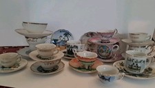 Vintage Mini State Souvenir Teacup & Saucer Lot Of 12 + Prudential Chicago 