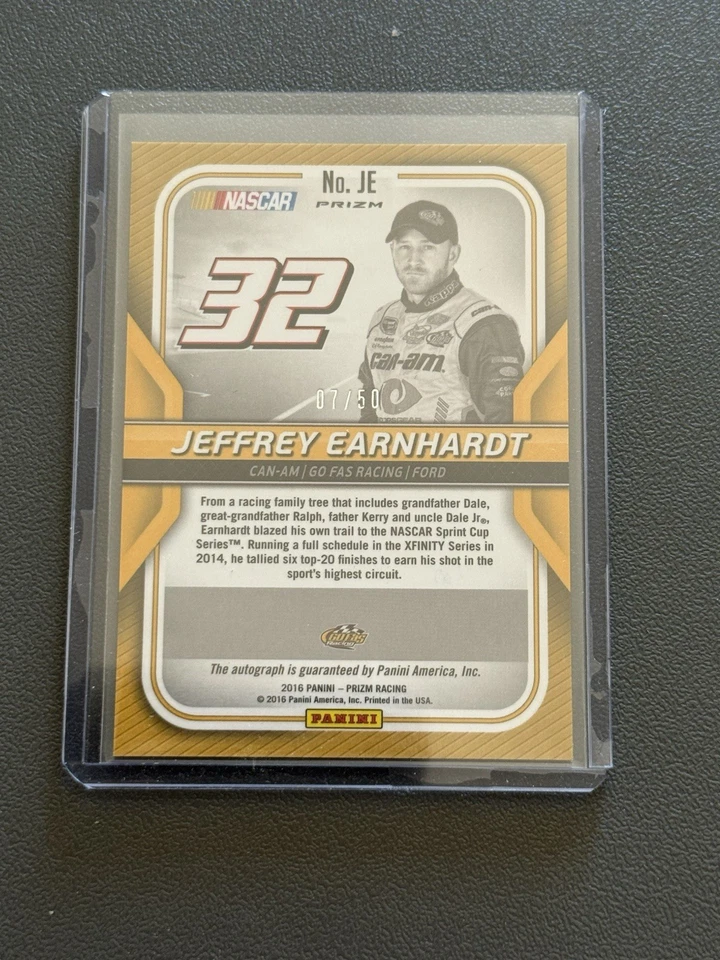 2016 Panini Prizm Racing Jeffrey Earnhardt Red Auto 07/50 No. JE - Image 3 of 4