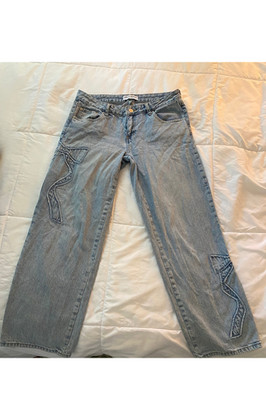 Ashley Mason Premium The Lucy Fit Light Wash Bow Applique Wide Leg Jeans 11/30