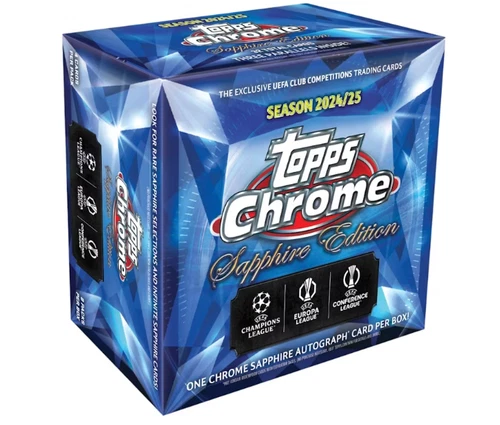 2024-25 Topps Chrome UEFA Sapphire Club Competitions - 1 Auto Per Box