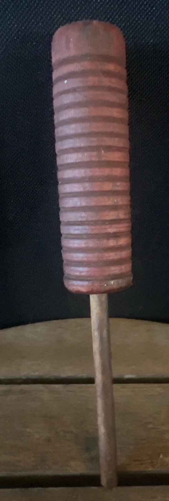 Primitive Wooden Meat Tenderizer Grooved Pounder Antique Kitchen Tool
