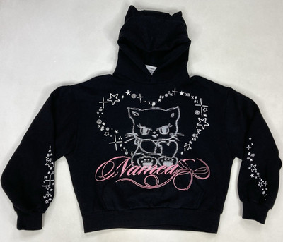 Named Collective 404 Error Kitty Pullover Hoodie Women XS Black