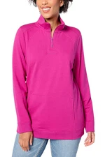 Denim & Co. Women's Active French Terry Quarter Zip Tunic Pink